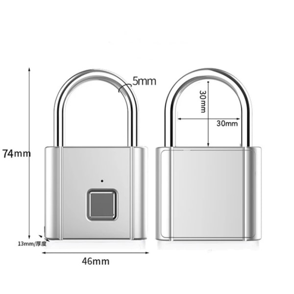 Outdoor Smart Fingerprint Lock Waterproof Bluetooth Lock Fingerprint Padlock Silver