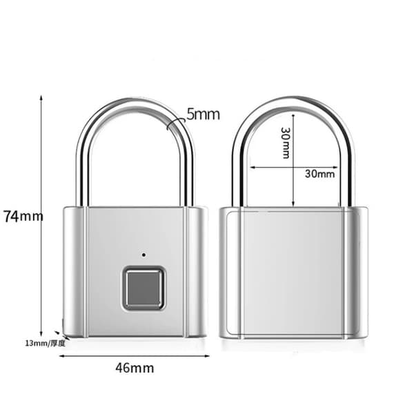 Ulkoälykäs sormenjälkilukko Vedenpitävä Bluetooth-lukko Sormenjälkipadlock Hopea