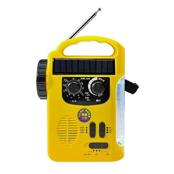 Taskulamppukokoinen käsikammen hätäradio 1200Mah AM/FM aurinkoradio LED-taskulampulla ja SOS-hälytyksellä ulkoiluun ja retkeilyyn