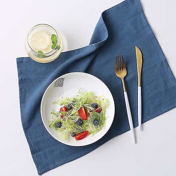 Näsduk Handduk Bomull Linneduk Bordservett Solid Hem Bröllop Navy blue