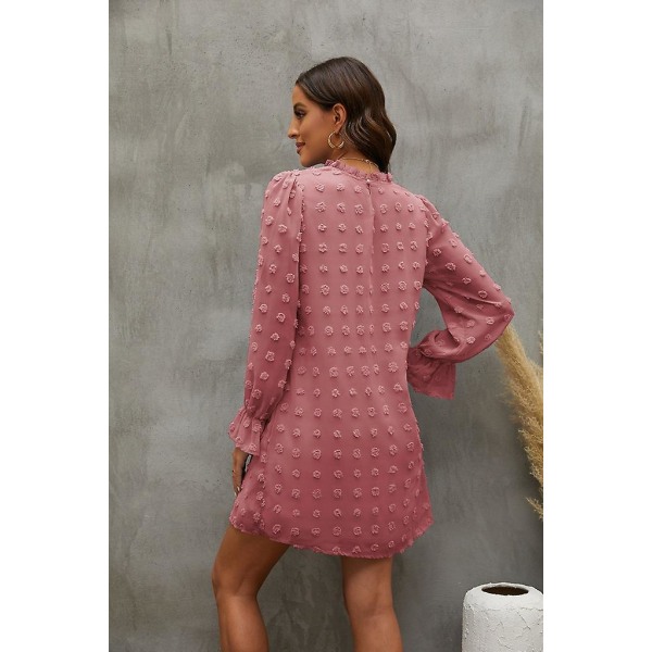Bubbla Chiffon Jacquard Bottenklänning med Lång Ärm Bean Paste L