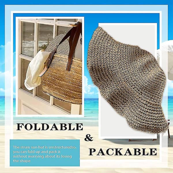 Dame Solhat Bredskygget Sommer Strandhat Dame Foldbar Rejse Halmhat