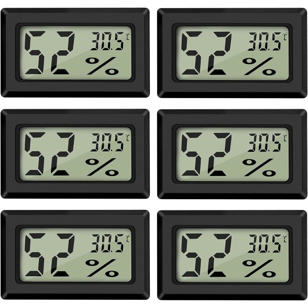 Mini digital LCD-termometer hygrometer temperatur fuktighet -50~70℃ 10%~99% RH bærbar termometer termo hygrometer indikator 6 stk