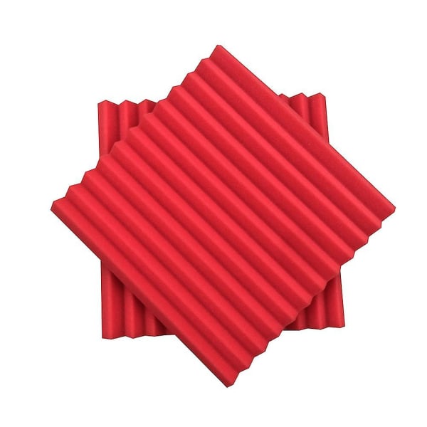 12 st ljudabsorberande bomull triangulära spår ljudisolering bevis skumbräda Red Fire Retardant