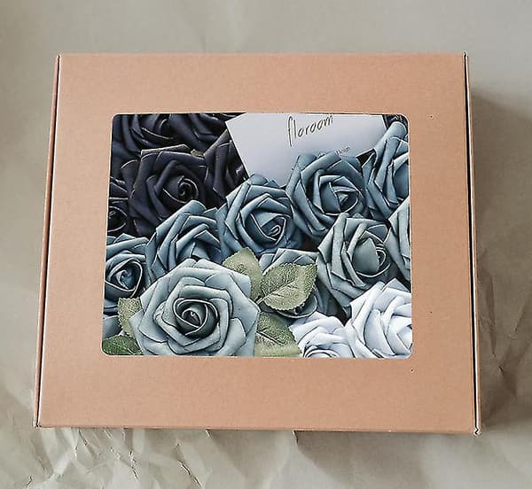 Kunstige blomster, 25 stk. kunstige roser i gradientfarger Blue