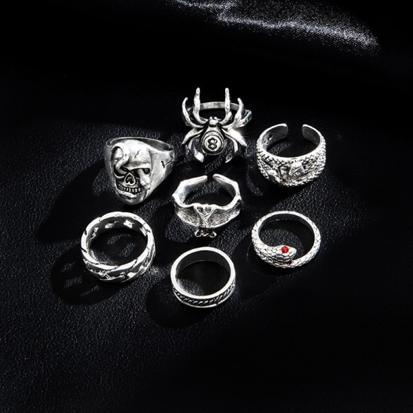 7 stk. Punk Snake Ringe til Kvinder Gothic Spider Mænd Smykker