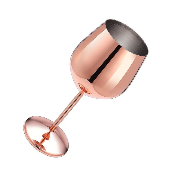 2 stk. rustfrit stål rødvinsglas i metal med stilk, vinkup i rustfrit stål, der ikke går i stykker, hvidvinsglas til cocktails Rose Gold