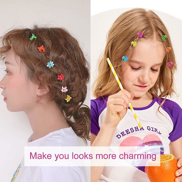 100 stk Baby Girls Mini Hårklo Klips Blomster Hår Hår Tilbehør Spretter For Skolejenter Barn Tenåringer