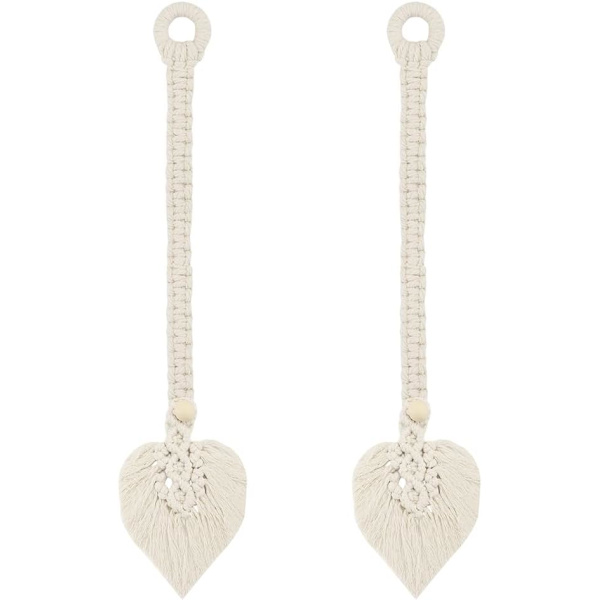 Set med 2 Boho gardinbindinger, blad bomull blonder gardiner