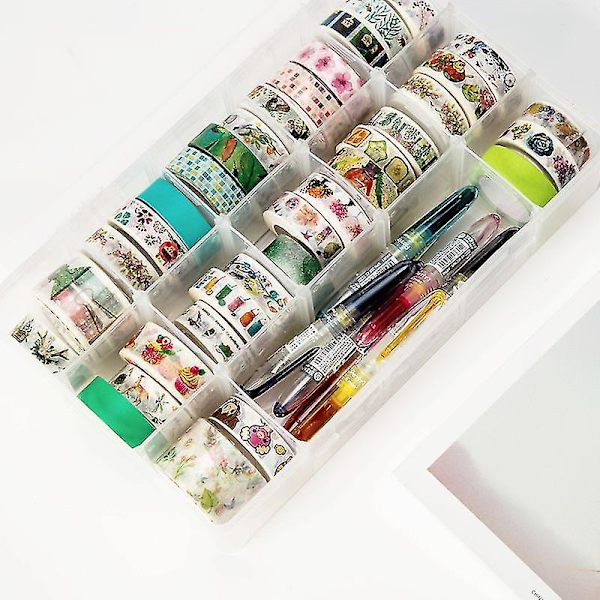 15 roms klar håndverksarrangør oppbevaringsboks for Washi Tape kunstutstyr og klistremerkepapir