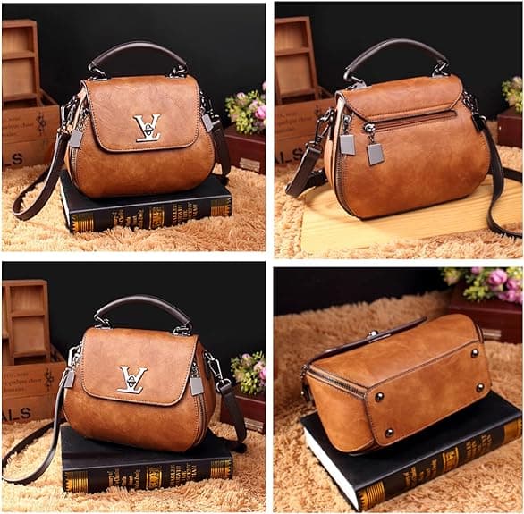 Tasker Læder Crossbody Tasker Skuldertasker Damehåndtasker Sadeltasker Brun
