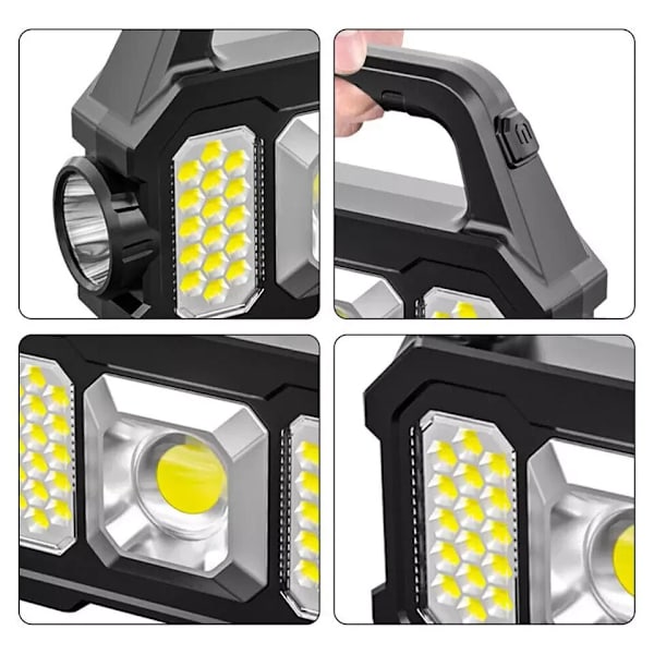 Strømforsynet Power output arbejdslys Indbygget litiumbatteri USB-opladning og solenergiopladning SMD COB LED genopladelig lommelygte