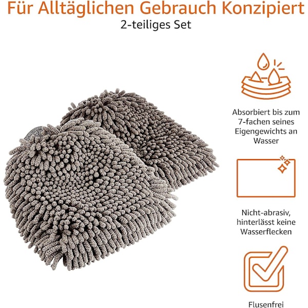 Deluxe mikrofiber bilvaskhanske - 2-pakning grå