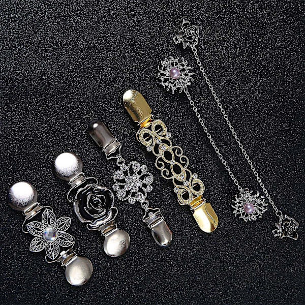 6 st kvinnors kofta klämma vintage tröja klämmor med blommor strass