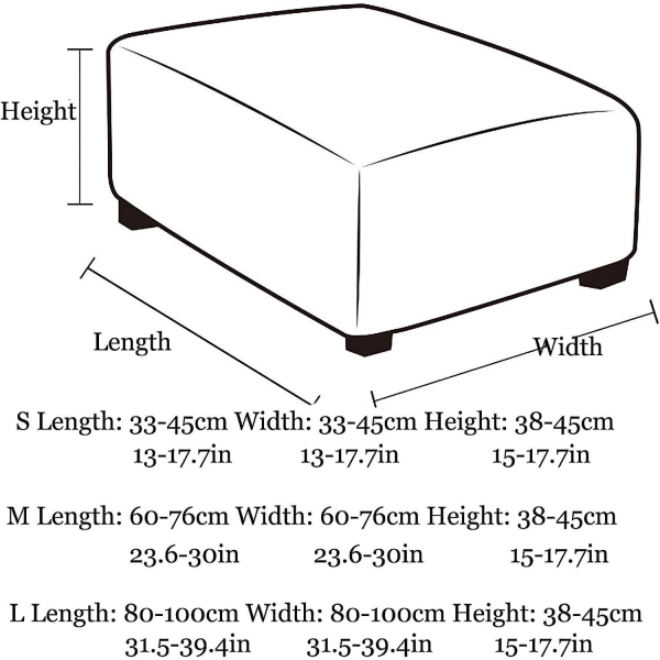 Stretch fotskammel trekk, krakkbeskyttertrekk med elastisk bunn, støvtett, avtagbart, vaskbart fotstøttepufftrekk, ottomansk trekk Light Gray