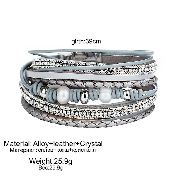 Leopard Läder Armband För Kvinnor Flerskikts Magnetiskt Spänne Armband