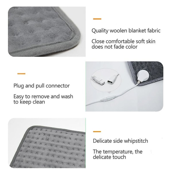 Elektrisk teppe - Stort oppvarmet teppe, maskinvaskbar fleece med digital fjernkontroll 30cm*60cm EU