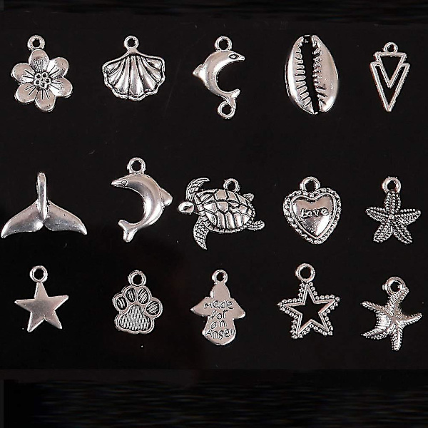 Retro Tibetanska hängen i blandad silverlegering, charmhängen för smycken, gör-det-själv-armband och halsband