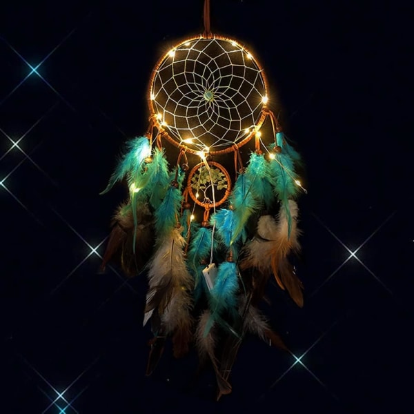 Drömfångare Barnrum Dekoration Handgjord Luminous Drömfångare Fjäder Gobeläng Boho Stil Hem Sovrum Vägg Hängande Bröllopsdekoration