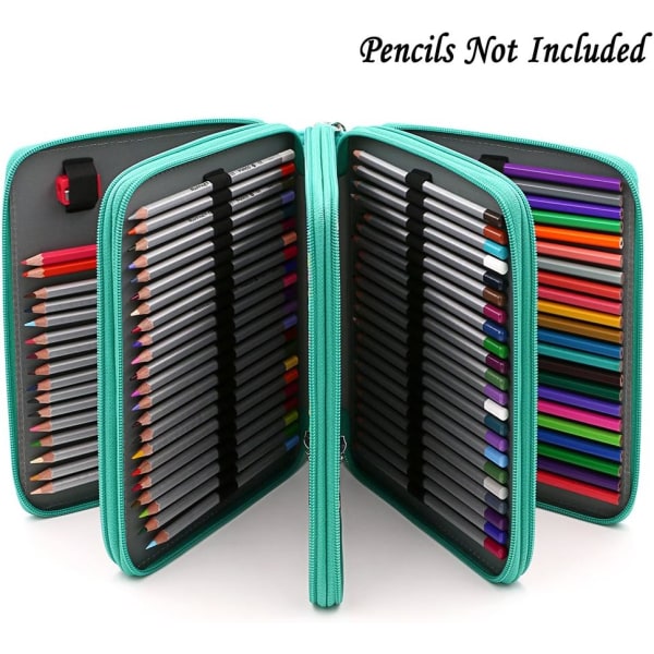 184 PU läder fyrkantigt case, fyrkantig färg eller akvarell pennväska för professionell eller amatör ritare, ingen penna turkos