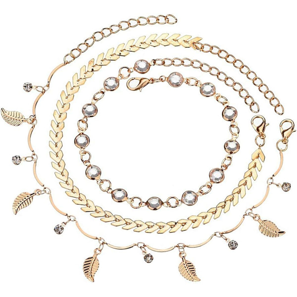 Anklet Guld Stjerne Anklets Multilayer Strand Fodkæder Smykker Tilbehør til Kvinder og Piger