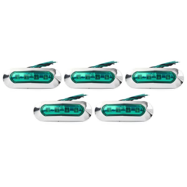 5x Grønne 4 LED Side Markering Lys til Bil Lastbil Trailer Pickup 12V 24V