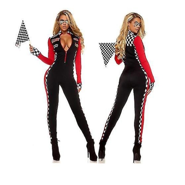 Sexy racerbilfører uniform jente racing driver cosplay jumpsuit for dame L