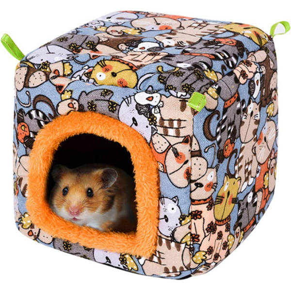 Varm seng for hamster og marsvin, plysjhus, fuglerede, hengekøye om vinteren for å forhindre små dyr fra huler 20 x 20 x 20 cm