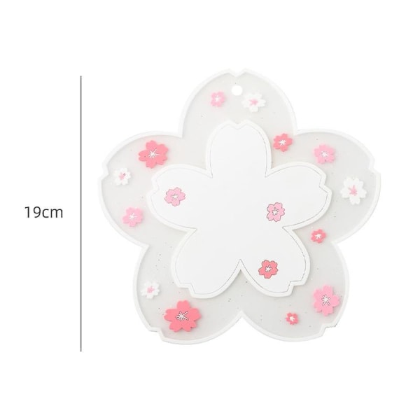 Kaffeunderlag Kawaii Coaster Kop Pvc Hjem Te Krus Coaster Holdbar Anti-skid Pot Skål Pad Pladsemæt Kirsebærblomst Coaster 19CM