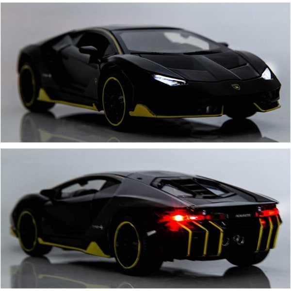 Kompatibel med 1:32 Lamborghini LP770 bilmodell leksak barnljud och ljus pull back bil zink legering leksak barn pojke flicka present svart