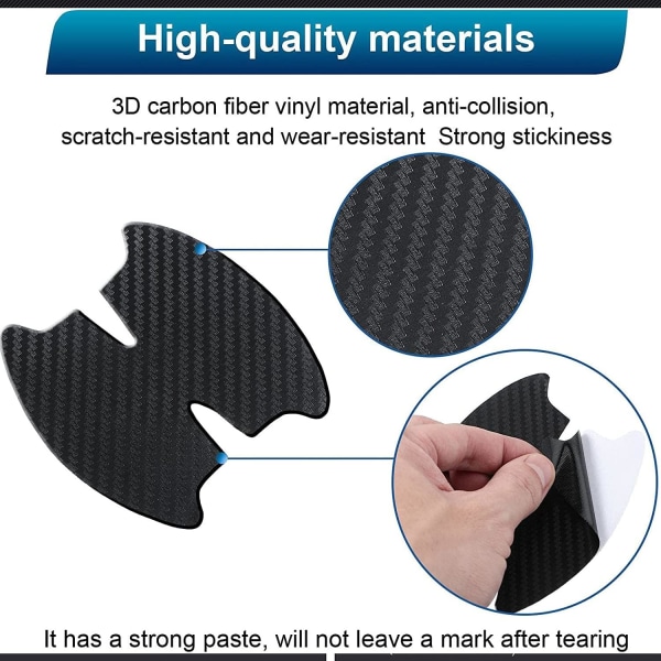 Universal Carbon Fiber Car Door Handle Scratch Protector Sticker Compatible with Car Logo Anti-Scratch Protective Film for Auto Door Handle 8pcs