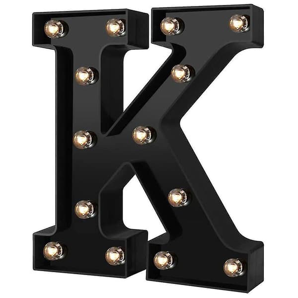 Nydesignede LED-bogstavlys 26 alfabet sorte dekorative Marquee-lamper til bryllupsfest K