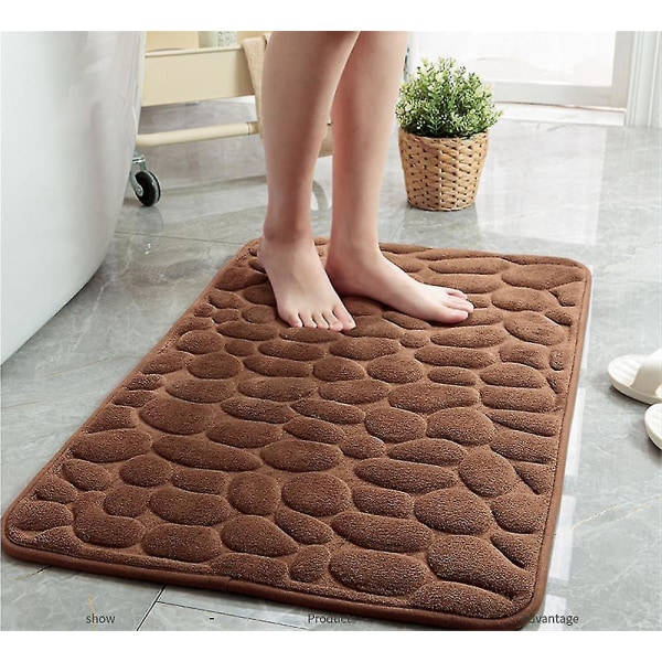 Kullersten Präglad Badrumsmatta Badmatta halkfri Badkar Golvmatta Duschrum Dörrmatta Minnesskum Pad Coffee 40x60cm