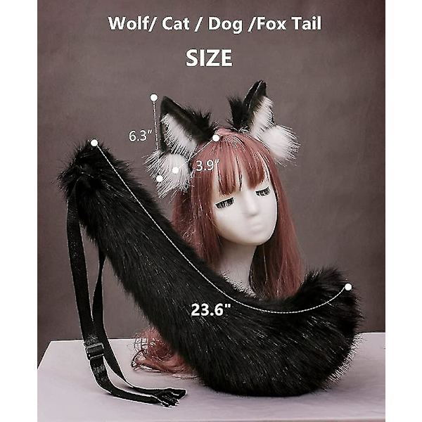 Dyr Stor Hale Ræv Kat Hund Ulv Hale Og Ører Pandebånd Cosplay Kostume Tilbehør