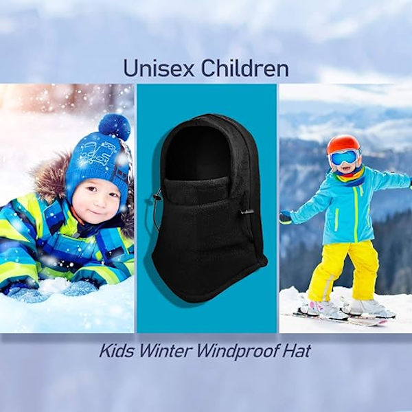 4-osainen lasten talvi tuulenpitävä unisex lasten paksu lämmin villainen hiihto naamio