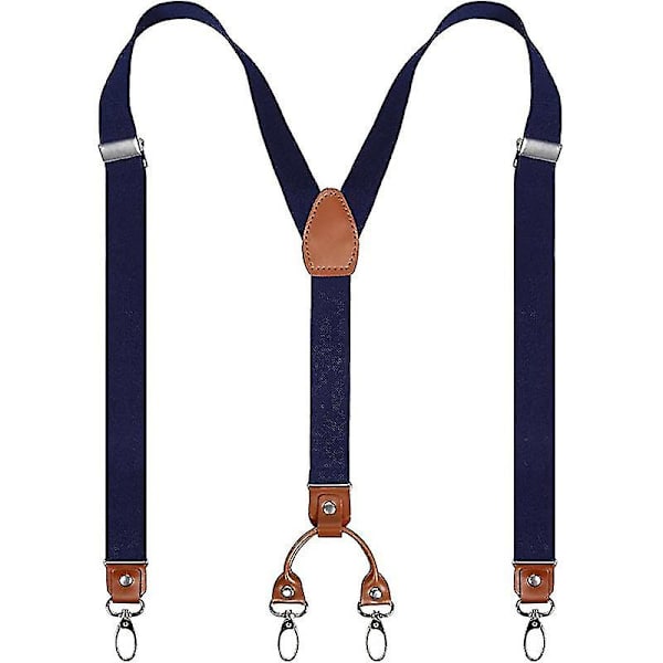 Herrar 4 Metallklämma Elastiska Bredhängslen Både Casual Och Formella Dark blue