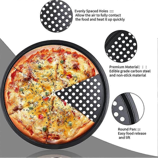 Pizza Bakke Hullet Bageplade Non-Stick med Hul Pizzaform Grillbakke Bageform Rund Bageplade