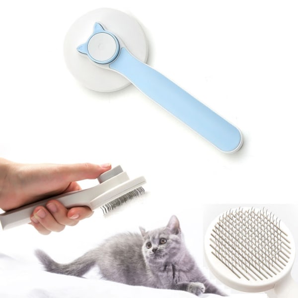 1PCS Blue Brush for Dogs and Cats, Self-Cleaning Dead Hair Brush for Cats and Dogs with Long Short Hair to Effectively Remove Dead Hair and Tomentose