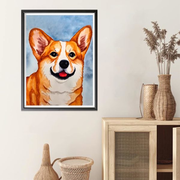 DIY 5D Diamantmålning Komplett Kit Hund, Diamantbroderi Målning Djur efter Nummer Kit Tillbehör, Korsstygnsduk Vardagsrum Sovrum Vägg