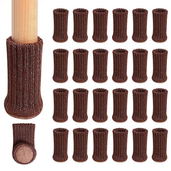 24 st stolskydd i hög elastisk golvskydd halkfria stolsben strumpor möbelskydd set, passar diameter Brown