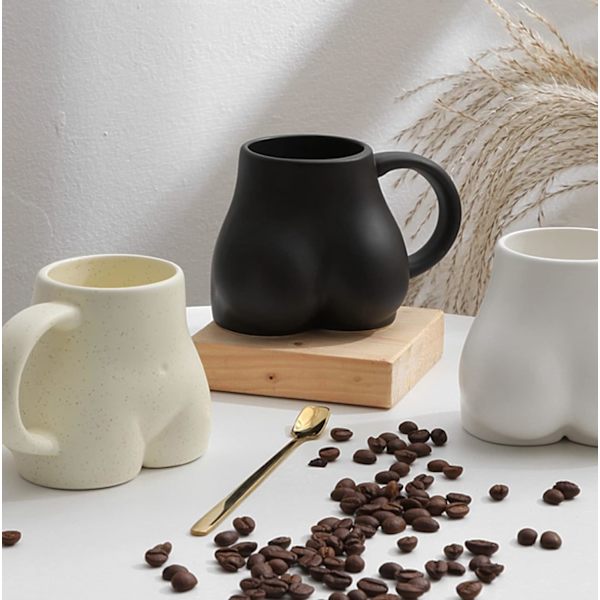 Interessant kaffekrus, 3D keramisk kaffekrus, originale gaver til kvinner og menn, personlige gaver til venner, familie og kolleger. Svart