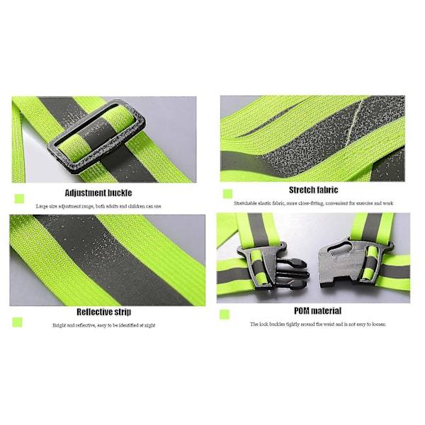 Høy synlighet reflekterende striper sikkerhetsvest Gilet green 5x2cm