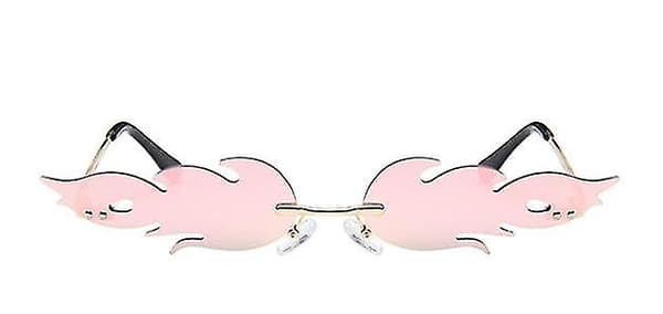 Solbriller Rimless Wave Briller Fire Shape Briller Briller Til Fest pink