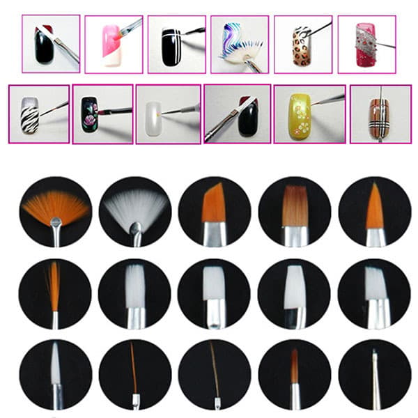 20 stk makeup børste sæt dot diamond pen neglemaling negleforbedring værktøjssæt sort