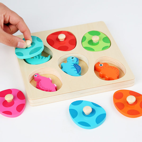 Träpussel i trä, Montessori leksak för barn