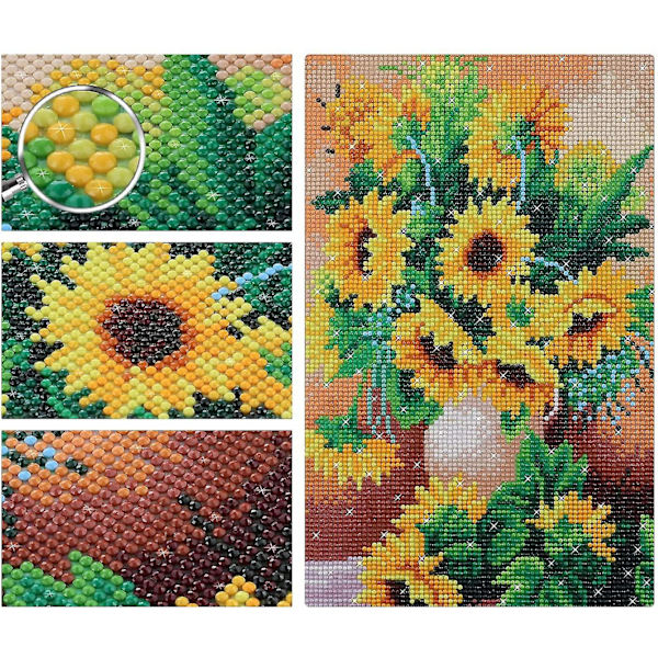 Jul DIY 5d Diamantmålning Solros Efter Nummer Kit Solros Blomma Korsstygn