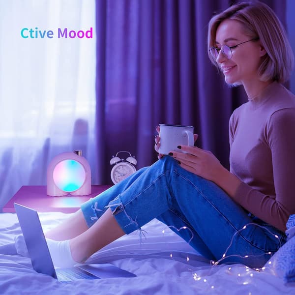 Trådløs smart skrivebordslampe, programmerbar RGB LED-omgivelseslys,