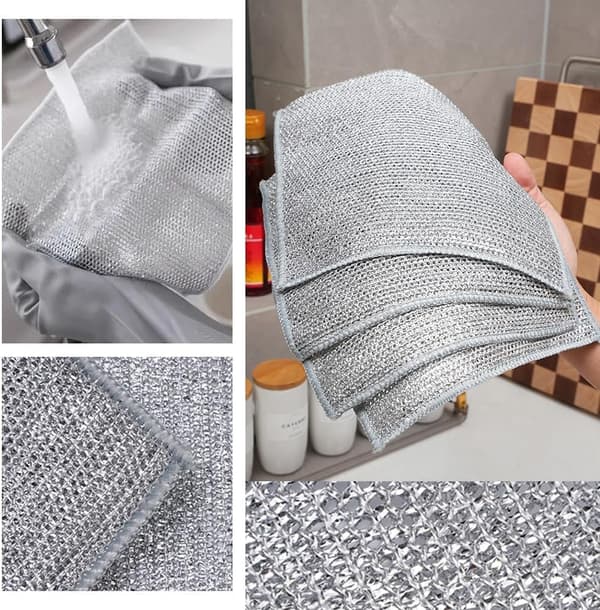 Dubbel disktrasa i rostfritt stål, uppgraderade repfria skrubbsvampar för kök 15pcs