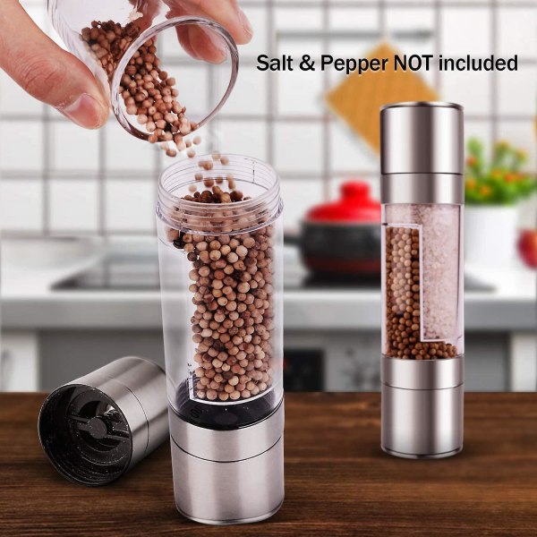 2 In 1 Manual Spice Mill Salt Mill Stainless Steel Pepper Shaker Chili Mill