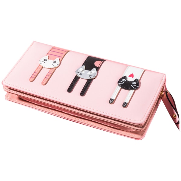 Mini söt plånbok, tecknad kattflicka myntväska, läder myntväska